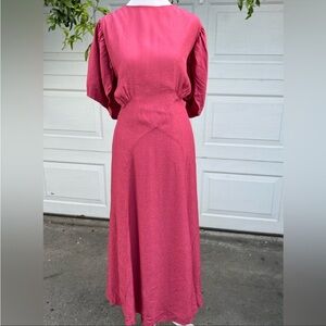 Ted Baker Tulipi Panelled Midi Tea Dress Women's Size 6 Pink Open Back